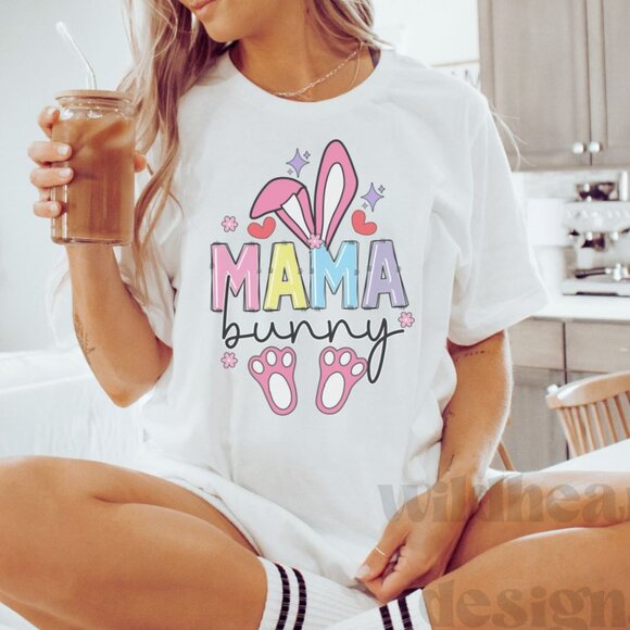 Tops - Mama Bunny Easter Shirt - White